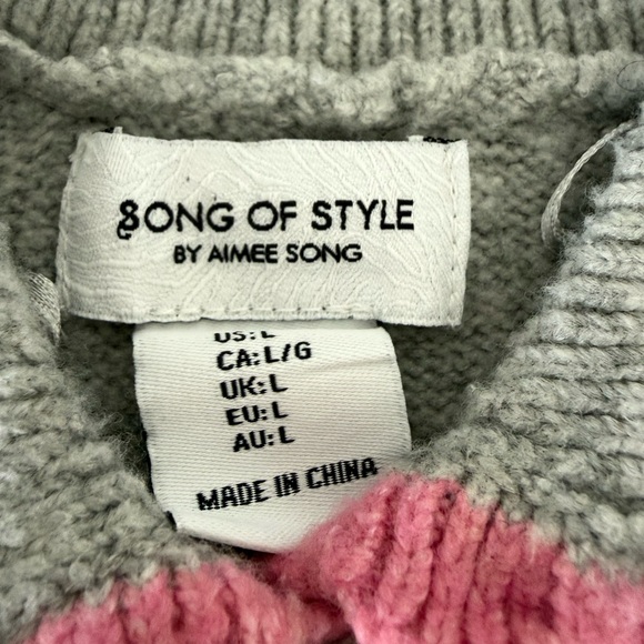 Song of style Gray and Pink Women's Sweater - Picture 5 of 6